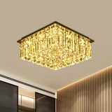 Stainless-Steel Square Ceiling Light Modern Clear Bevel Cut Glass LED Flush Mount Lighting for Bedroom Clear Clearhalo 'Ceiling Lights' 'Close To Ceiling Lights' 'Close to ceiling' 'Flush mount' Lighting' 1452513