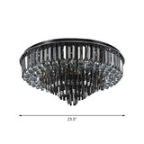 23.5"/31.5" Wide Modern LED Flushmount with Crystal Prisms Shade Stainless-Steel Tapered Ceiling Lighting, Warm/White Light Clearhalo 'Ceiling Lights' 'Close To Ceiling Lights' 'Close to ceiling' 'Flush mount' Lighting' 1452529
