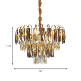Layered Parlor Ceiling Chandelier Clear Rectangle-Cut Crystal 5 Lights Contemporary Hanging Lamp in Gold Clearhalo 'Ceiling Lights' 'Chandeliers' 'Clear' 'Industrial' 'Modern Chandeliers' 'Modern' 'Tiffany' 'Traditional Chandeliers' Lighting' 1452555