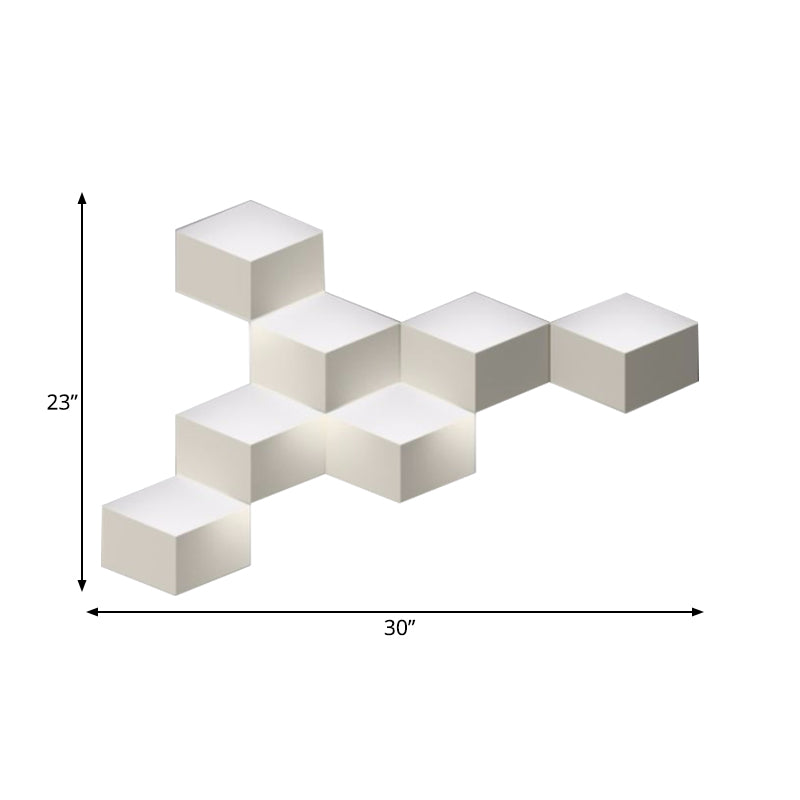 Metallic Geometric Wall Mount Light Minimalism 1/2-Light White Wall Lamp with Cubic Shape for Corridor Clearhalo 'Cast Iron' 'Glass' 'Industrial' 'Modern wall lights' 'Modern' 'Tiffany' 'Traditional wall lights' 'Wall Lamps & Sconces' 'Wall Lights' Lighting' 145307