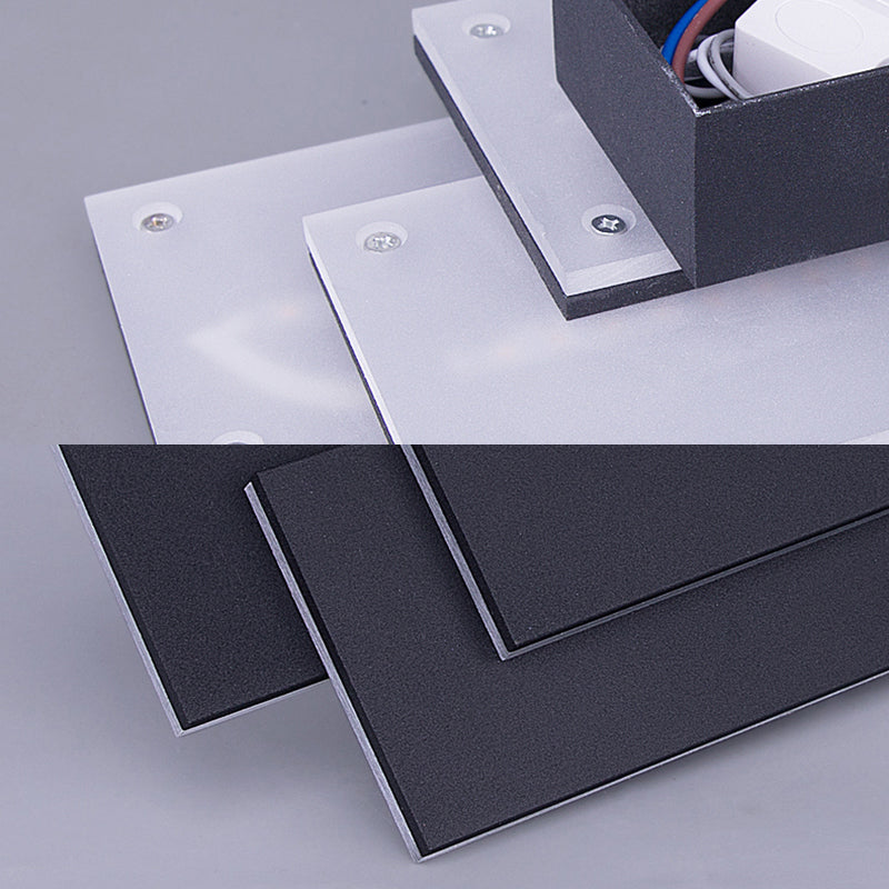 Aluminum Rectangle Wall Mounted Light Modern LED Black/White Wall Lamp in Warm/White Lighting Clearhalo 'Cast Iron' 'Glass' 'Industrial' 'Modern wall lights' 'Modern' 'Tiffany' 'Traditional wall lights' 'Wall Lamps & Sconces' 'Wall Lights' Lighting' 145312