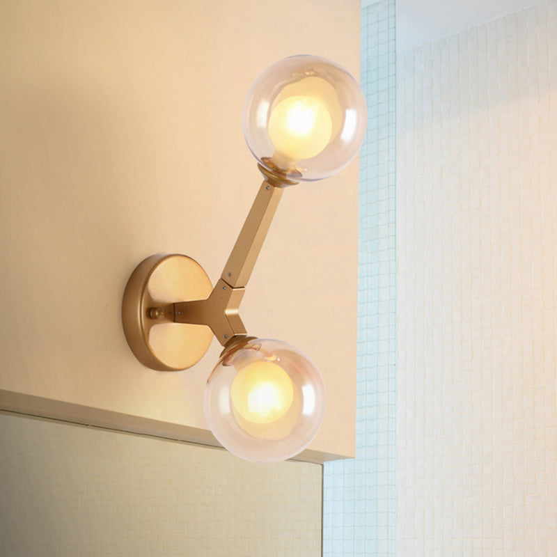 Black/Gold Bubble Wall Sconce Lamp Nordic 2 Lights Clear Glass Wall Sconce Lighting for Bedroom Gold Clearhalo 'Cast Iron' 'Glass' 'Industrial' 'Modern wall lights' 'Modern' 'Tiffany' 'Traditional wall lights' 'Wall Lamps & Sconces' 'Wall Lights' Lighting' 145398