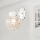 Black/White Spherical Sconce Lamp Modernist 1 Light Lattice Glass Wall Light Fixture for Reading Room Clearhalo 'Cast Iron' 'Glass' 'Industrial' 'Modern wall lights' 'Modern' 'Tiffany' 'Traditional wall lights' 'Wall Lamps & Sconces' 'Wall Lights' Lighting' 145407