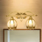 Milk Glass Gold Wall Vanity Light Flower 2 Lights Luxurious Wall Sconce Lighting Fixture for Bathroom Clearhalo 'Vanity Lights' 'Wall Lights' Lighting' 1454110