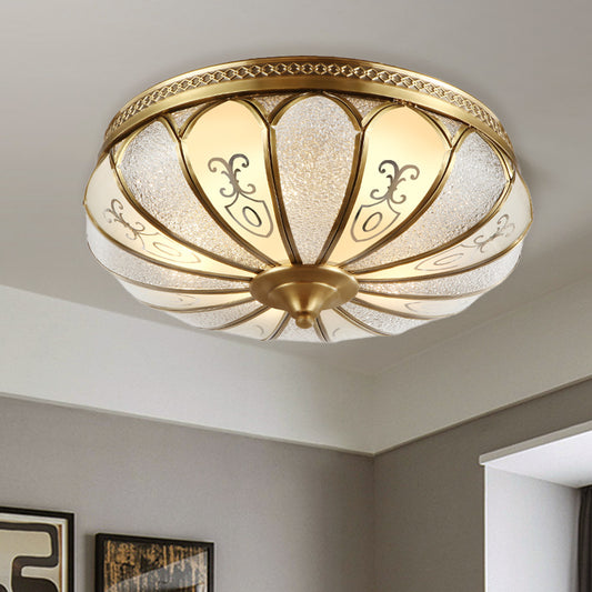 Lotus Frosted Glass Ceiling Flush Colonial 3/4/5 Heads Bedroom Flush Mount Light Fixture in Gold Clearhalo 'Ceiling Lights' 'Close To Ceiling Lights' 'Close to ceiling' 'Flush mount' Lighting' 1454178