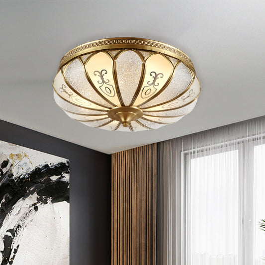Lotus Frosted Glass Ceiling Flush Colonial 3/4/5 Heads Bedroom Flush Mount Light Fixture in Gold Gold Clearhalo 'Ceiling Lights' 'Close To Ceiling Lights' 'Close to ceiling' 'Flush mount' Lighting' 1454179