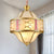Double Bell Porch Chandelier Light Colonialist Milky Glass 6 Heads Gold Hanging Pendant Gold Clearhalo 'Ceiling Lights' 'Chandeliers' Lighting' options 1454219_71613142-6e3d-4a39-b1b8-9593d6d34d6f