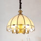 Bubble Glass Scalloped Chandelier Lighting Colonial 6-Head Dining Room Pendant in Gold with Bead Clearhalo 'Ceiling Lights' 'Chandeliers' Lighting' options 1454229