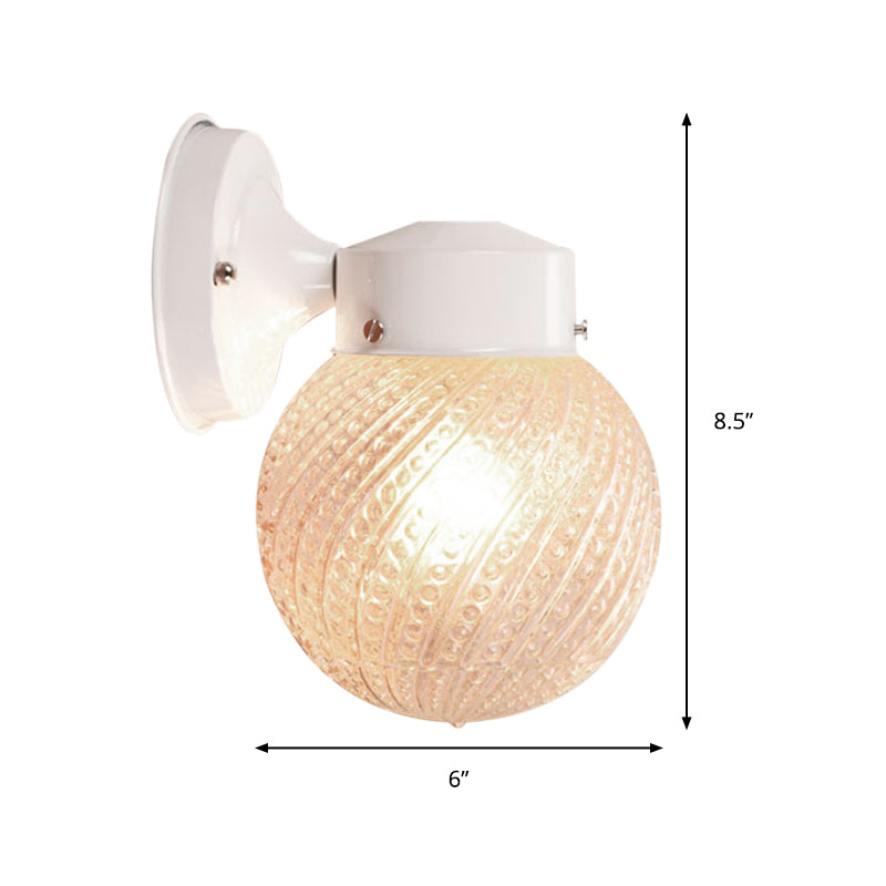 1 Light Passage Wall Lighting with Globe Lattice Glass Shade Modern Black/White Sconce Light Fixture Clearhalo 'Cast Iron' 'Glass' 'Industrial' 'Modern wall lights' 'Modern' 'Tiffany' 'Traditional wall lights' 'Wall Lamps & Sconces' 'Wall Lights' Lighting' 145427