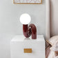 Orb Milky Glass Table Lighting Simple Novelty 1 Head Red Night Stand Light with Twisted Base Clearhalo 'Lamps' 'Table Lamps' Lighting' 1454279