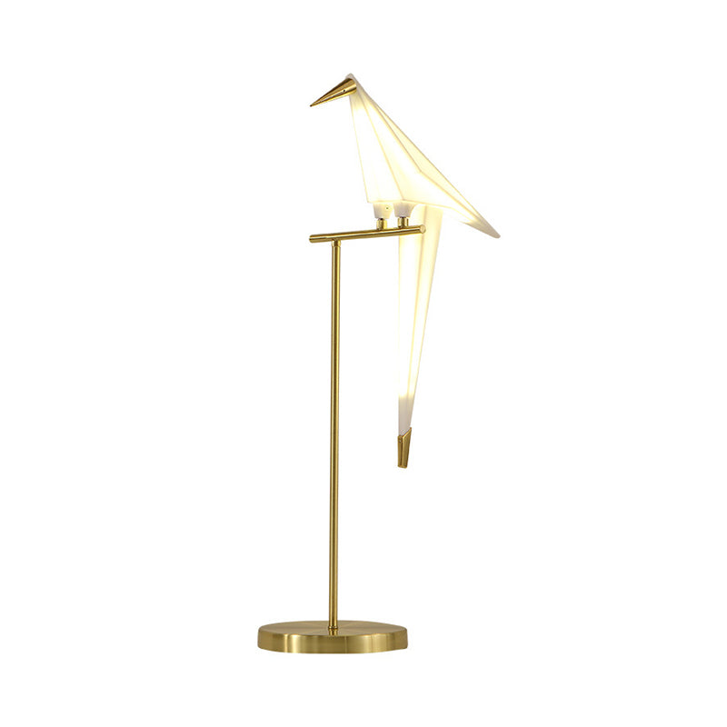 Designer Paper-Crane Acrylic Night Lamp LED Table Lighting with Gold Straight Stand for Bedside Clearhalo 'Lamps' 'Table Lamps' Lighting' 1454305