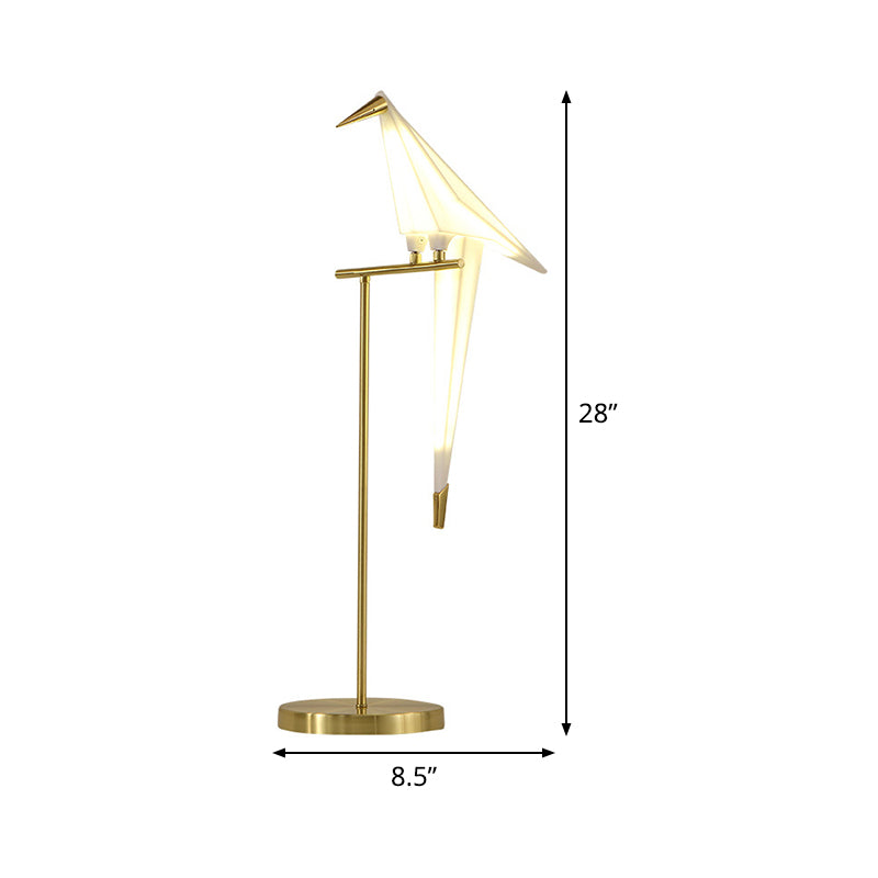Designer Paper-Crane Acrylic Night Lamp LED Table Lighting with Gold Straight Stand for Bedside Clearhalo 'Lamps' 'Table Lamps' Lighting' 1454306