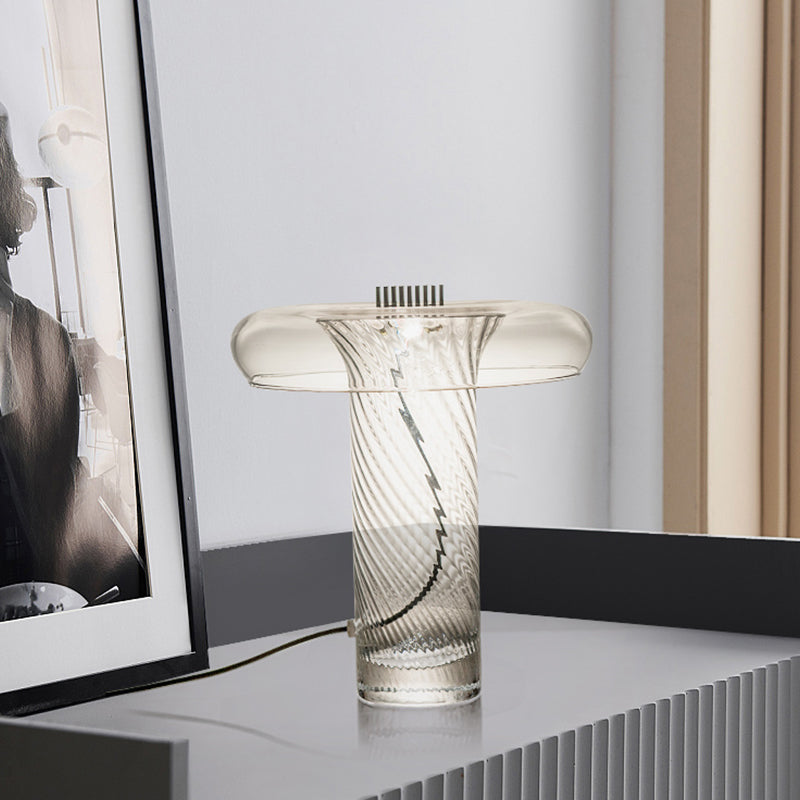 Clear Twisty Glass Mushroom Table Lamp Minimalist Creative 1-Light Night Light for Sitting Room Clearhalo 'Lamps' 'Table Lamps' Lighting' 1454318