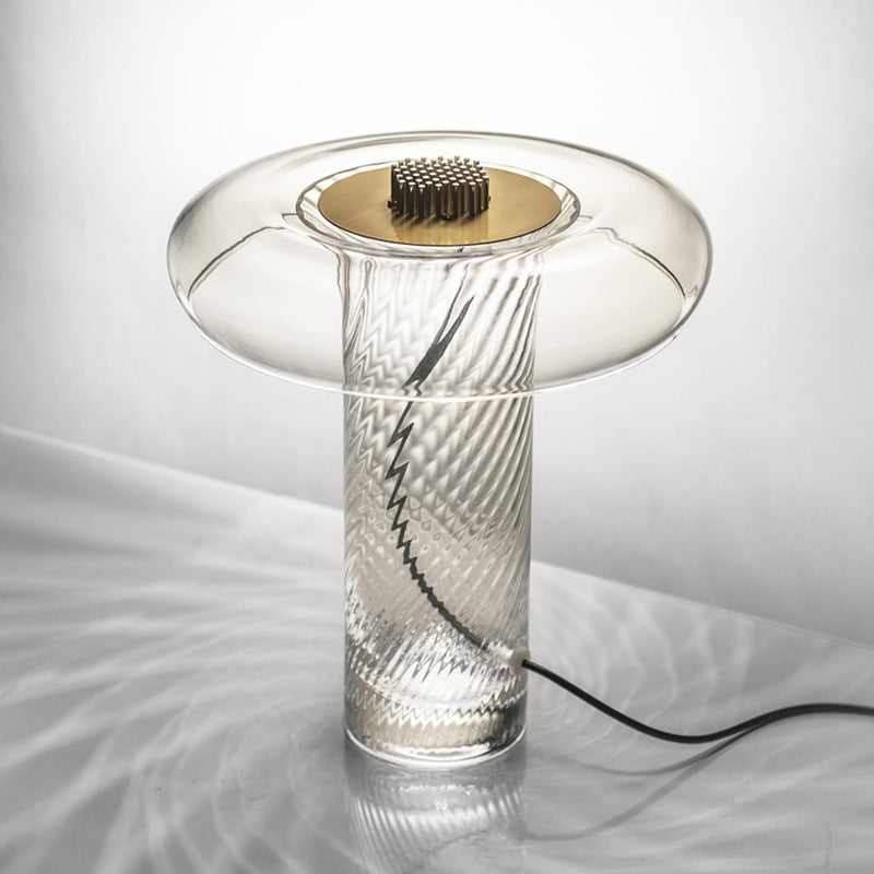 Clear Twisty Glass Mushroom Table Lamp Minimalist Creative 1-Light Night Light for Sitting Room Clearhalo 'Lamps' 'Table Lamps' Lighting' 1454319