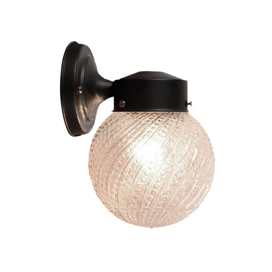 1 Light Passage Wall Lighting with Globe Lattice Glass Shade Modern Black/White Sconce Light Fixture Clearhalo 'Cast Iron' 'Glass' 'Industrial' 'Modern wall lights' 'Modern' 'Tiffany' 'Traditional wall lights' 'Wall Lamps & Sconces' 'Wall Lights' Lighting' 145431