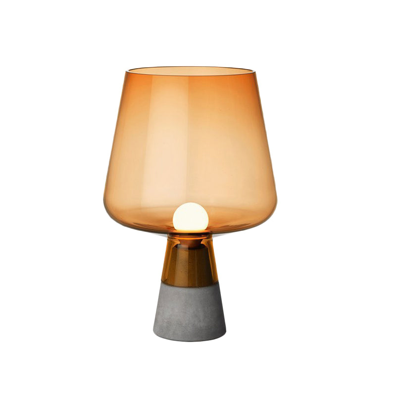 Truncated Cone Cognac Glass Table Lamp Mid Century Single 8"/10" Wide Grey Nightstand Light with Open Top Design Clearhalo 'Lamps' 'Table Lamps' Lighting' 1454334