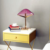 Vintage Jellyfish Table Lighting Purple Glass 1 Light Bedside Night Stand Lamp with Brass Stand Clearhalo 'Lamps' 'Table Lamps' Lighting' 1454339