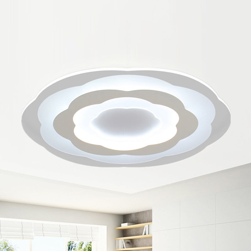 Ultrathin Layered Flower Ceiling Light Modernist Acrylic White 16.5"/20.5" Wide LED Flush Mount Lighting for Bedroom Clearhalo 'Ceiling Lights' 'Close To Ceiling Lights' 'Close to ceiling' 'Flush mount' Lighting' 1454349