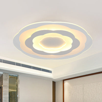Ultrathin Layered Flower Ceiling Light Modernist Acrylic White 16.5"/20.5" Wide LED Flush Mount Lighting for Bedroom White Clearhalo 'Ceiling Lights' 'Close To Ceiling Lights' 'Close to ceiling' 'Flush mount' Lighting' 1454350