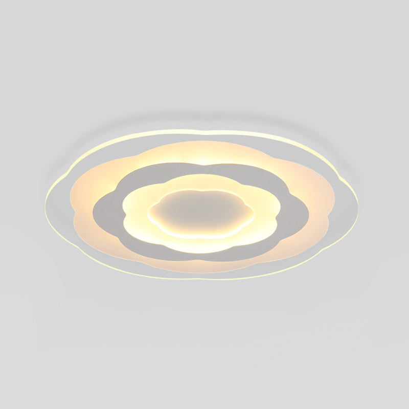 Ultrathin Layered Flower Ceiling Light Modernist Acrylic White 16.5"/20.5" Wide LED Flush Mount Lighting for Bedroom Clearhalo 'Ceiling Lights' 'Close To Ceiling Lights' 'Close to ceiling' 'Flush mount' Lighting' 1454352