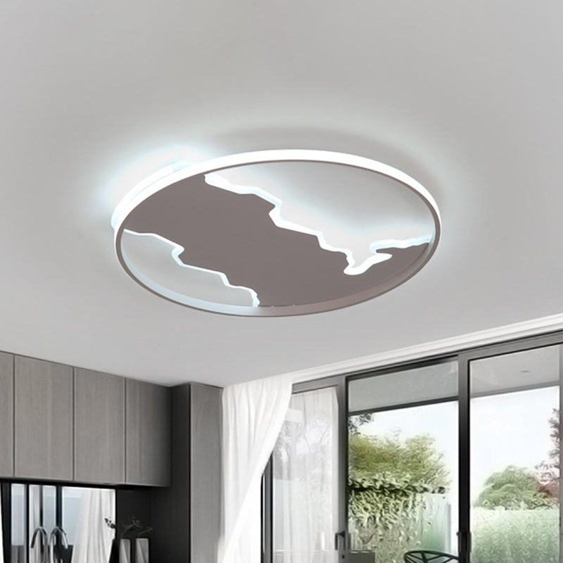 Thin Loop Acrylic Ceiling Lighting Nordic White LED Flush Mount Fixture in Warm/White Light with Zigzag Panel Inside, 16.5"/20.5" W Clearhalo 'Ceiling Lights' 'Close To Ceiling Lights' 'Close to ceiling' 'Flush mount' Lighting' 1454384