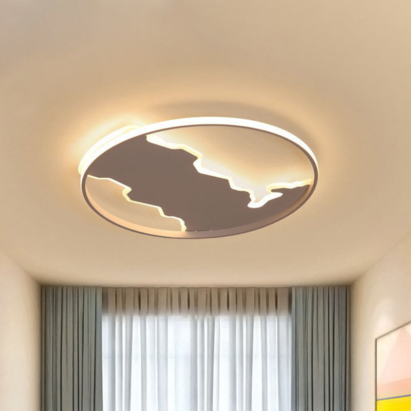 Thin Loop Acrylic Ceiling Lighting Nordic White LED Flush Mount Fixture in Warm/White Light with Zigzag Panel Inside, 16.5"/20.5" W White Clearhalo 'Ceiling Lights' 'Close To Ceiling Lights' 'Close to ceiling' 'Flush mount' Lighting' 1454385