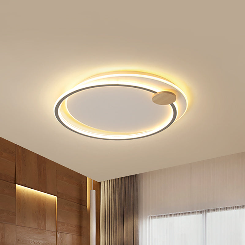 Black/Grey Dual Circle Ceiling Fixture Minimalist Acrylic 16.5"/20.5" Wide LED Flush Mount Recessed Lighting in Warm/White Light - Clearhalo - 'Ceiling Lights' - 'Close To Ceiling Lights' - 'Close to ceiling' - 'Flush mount' - Lighting' - 1454390