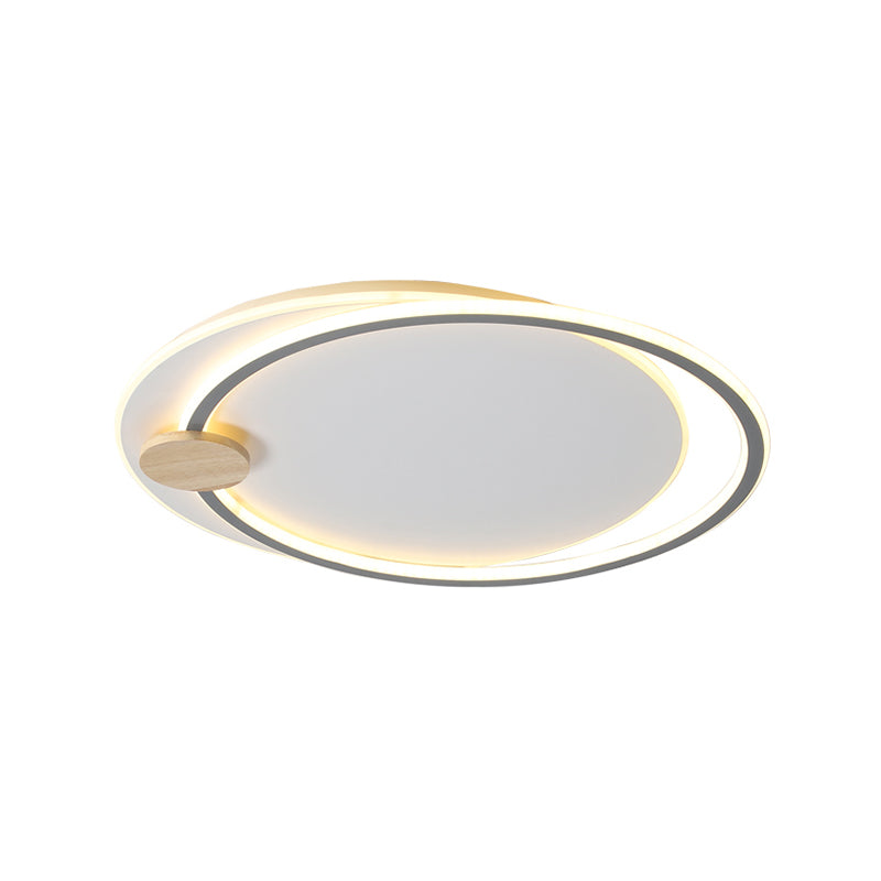 Black/Grey Dual Circle Ceiling Fixture Minimalist Acrylic 16.5"/20.5" Wide LED Flush Mount Recessed Lighting in Warm/White Light - Clearhalo - 'Ceiling Lights' - 'Close To Ceiling Lights' - 'Close to ceiling' - 'Flush mount' - Lighting' - 1454392