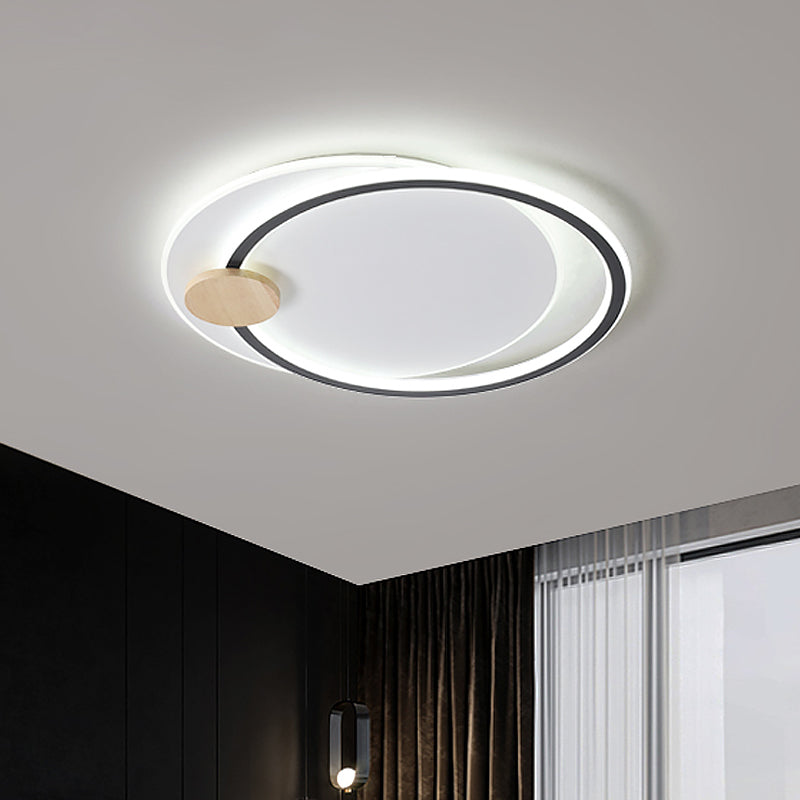 Black/Grey Dual Circle Ceiling Fixture Minimalist Acrylic 16.5"/20.5" Wide LED Flush Mount Recessed Lighting in Warm/White Light - Clearhalo - 'Ceiling Lights' - 'Close To Ceiling Lights' - 'Close to ceiling' - 'Flush mount' - Lighting' - 1454396