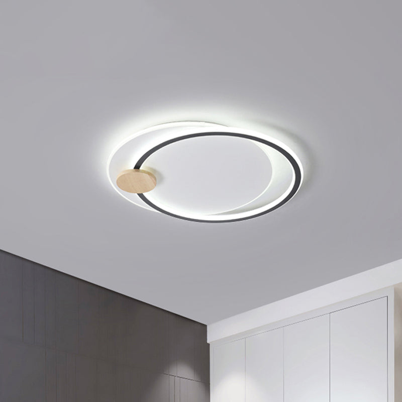 Black/Grey Dual Circle Ceiling Fixture Minimalist Acrylic 16.5"/20.5" Wide LED Flush Mount Recessed Lighting in Warm/White Light - Clearhalo - 'Ceiling Lights' - 'Close To Ceiling Lights' - 'Close to ceiling' - 'Flush mount' - Lighting' - 1454398