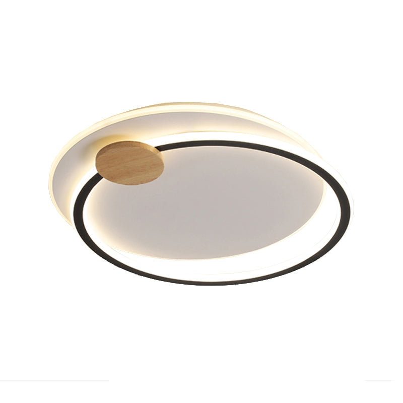 Black/Grey Dual Circle Ceiling Fixture Minimalist Acrylic 16.5"/20.5" Wide LED Flush Mount Recessed Lighting in Warm/White Light - Clearhalo - 'Ceiling Lights' - 'Close To Ceiling Lights' - 'Close to ceiling' - 'Flush mount' - Lighting' - 1454399