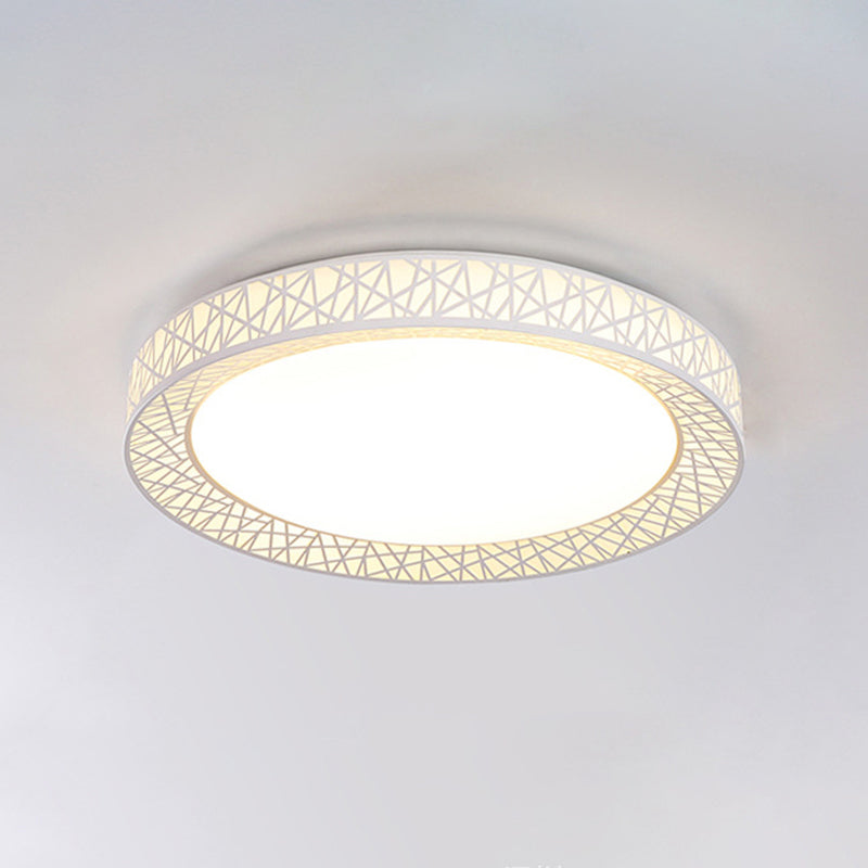 Bird Nest Thin Iron Flush Light Fixture Modern White 16"/19.5" Wide LED Surface Ceiling Lamp with Recessed Diffuser Clearhalo 'Ceiling Lights' 'Close To Ceiling Lights' 'Close to ceiling' 'Flush mount' Lighting' 1454455