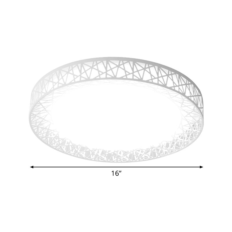 Bird Nest Thin Iron Flush Light Fixture Modern White 16"/19.5" Wide LED Surface Ceiling Lamp with Recessed Diffuser Clearhalo 'Ceiling Lights' 'Close To Ceiling Lights' 'Close to ceiling' 'Flush mount' Lighting' 1454456