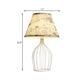 White Tapered Night Table Light Traditional Fabric 1 Head Living Room Desk Lamp with Wire Cage Base Clearhalo 'Lamps' 'Table Lamps' Lighting' 1454478