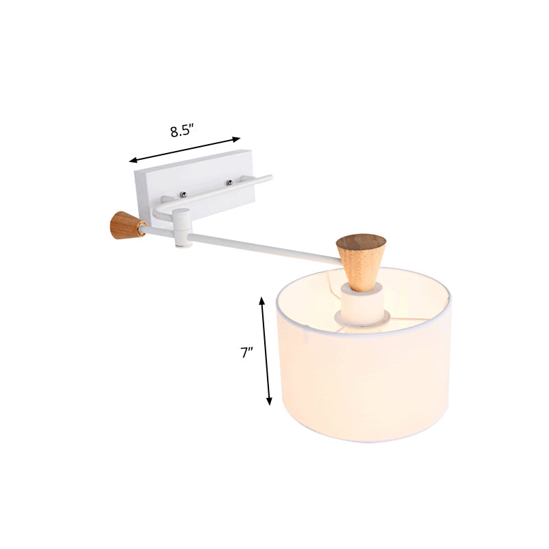 Drum Wall Light Sconce Modernism Fabric 1 Light Sconce Light in Black/White for Living Room Clearhalo 'Modern wall lights' 'Modern' 'Wall Lamps & Sconces' 'Wall Lights' Lighting' 145458