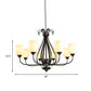 Cream Glass Tulip Chandelier Lamp Vintage 3/6/8 Bulbs Dining Room Pendant in Black with Raindrop Cage Clearhalo 'Ceiling Lights' 'Chandeliers' Lighting' options 1454634