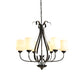 Cream Glass Tulip Chandelier Lamp Vintage 3/6/8 Bulbs Dining Room Pendant in Black with Raindrop Cage Clearhalo 'Ceiling Lights' 'Chandeliers' Lighting' options 1454638