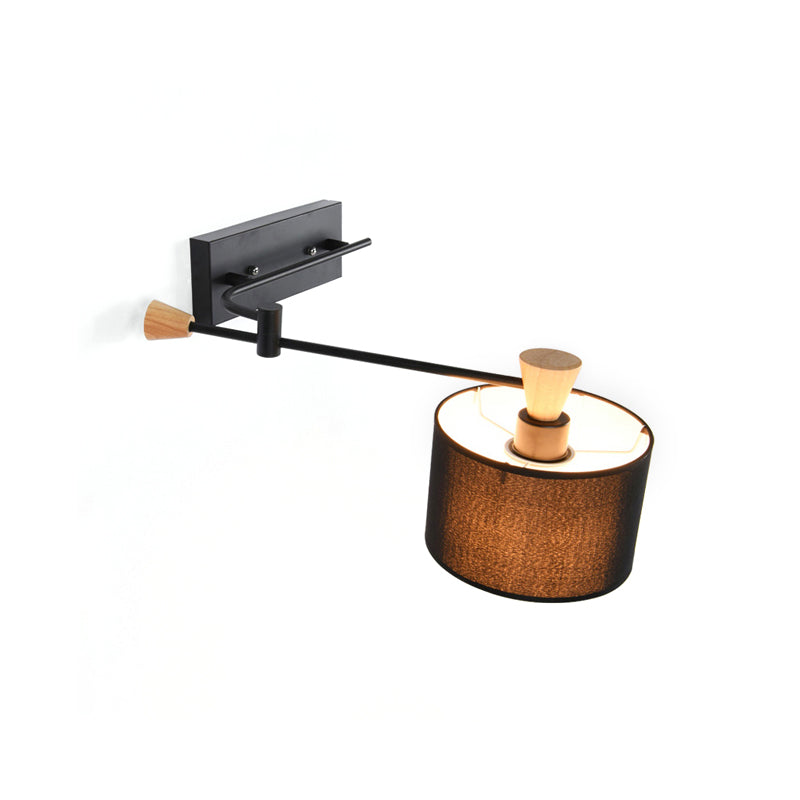 Drum Wall Light Sconce Modernism Fabric 1 Light Sconce Light in Black/White for Living Room Clearhalo 'Modern wall lights' 'Modern' 'Wall Lamps & Sconces' 'Wall Lights' Lighting' 145464