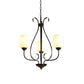 Cream Glass Tulip Chandelier Lamp Vintage 3/6/8 Bulbs Dining Room Pendant in Black with Raindrop Cage Clearhalo 'Ceiling Lights' 'Chandeliers' Lighting' options 1454643