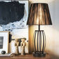 Black Bucket Night Table Lamp Traditional Fabric 1 Head Bedroom Nightstand Light with Round/Oval/Diamond Wire Cage Clearhalo 'Lamps' 'Table Lamps' Lighting' 1454650