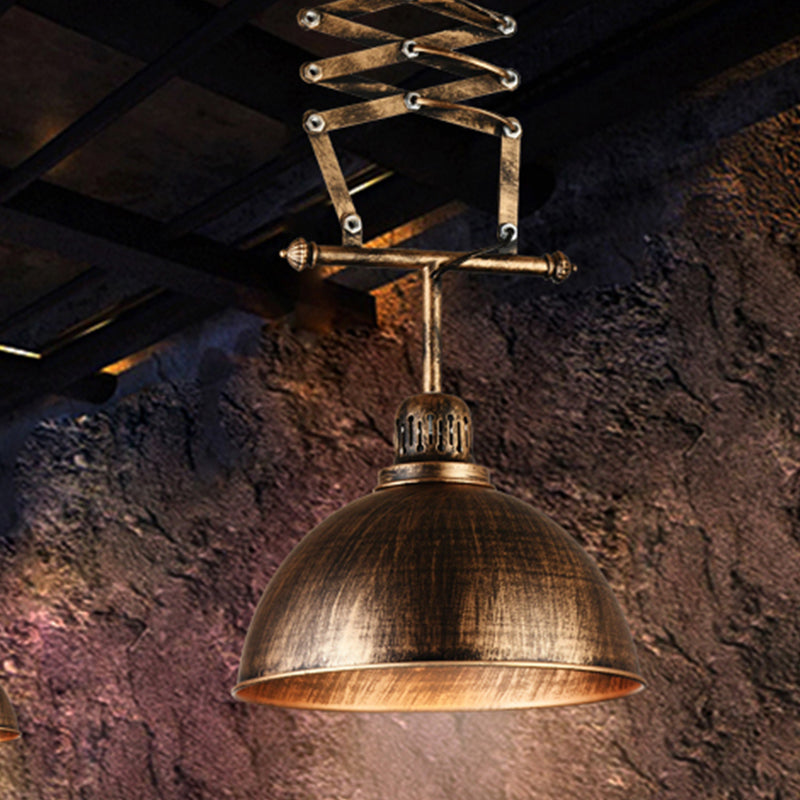 Bronze Bowl Drop Lamp Industrial Iron 1-Light Clothing Store Ceiling Light with Extendable Arm Bronze Clearhalo 'Art Deco Pendants' 'Cast Iron' 'Ceiling Lights' 'Ceramic' 'Crystal' 'Industrial Pendants' 'Industrial' 'Metal' 'Middle Century Pendants' 'Pendant Lights' 'Pendants' 'Tiffany' Lighting' 1454679