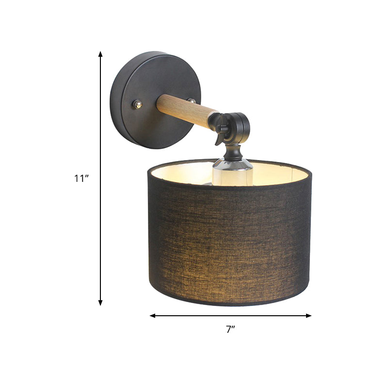 Contemporary Cylinder Wall Light Fixture Fabric LED Wall Sconce Lighting in White/Black for Bedroom Clearhalo 'Modern wall lights' 'Modern' 'Wall Lamps & Sconces' 'Wall Lights' Lighting' 145468