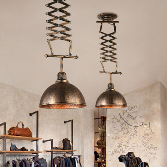 Bronze Bowl Drop Lamp Industrial Iron 1-Light Clothing Store Ceiling Light with Extendable Arm Clearhalo 'Art Deco Pendants' 'Cast Iron' 'Ceiling Lights' 'Ceramic' 'Crystal' 'Industrial Pendants' 'Industrial' 'Metal' 'Middle Century Pendants' 'Pendant Lights' 'Pendants' 'Tiffany' Lighting' 1454681
