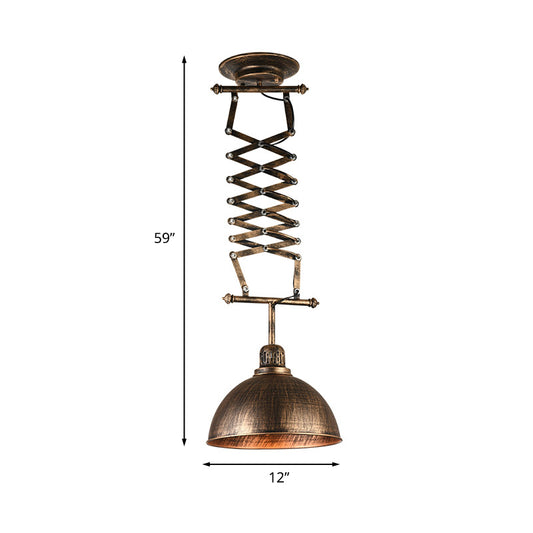 Bronze Bowl Drop Lamp Industrial Iron 1-Light Clothing Store Ceiling Light with Extendable Arm Clearhalo 'Art Deco Pendants' 'Cast Iron' 'Ceiling Lights' 'Ceramic' 'Crystal' 'Industrial Pendants' 'Industrial' 'Metal' 'Middle Century Pendants' 'Pendant Lights' 'Pendants' 'Tiffany' Lighting' 1454683