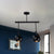 Dome Restaurant Semi Flush Mount Industrial Iron 2/3 Bulbs Black Ceiling Light Fixture with Linear Design