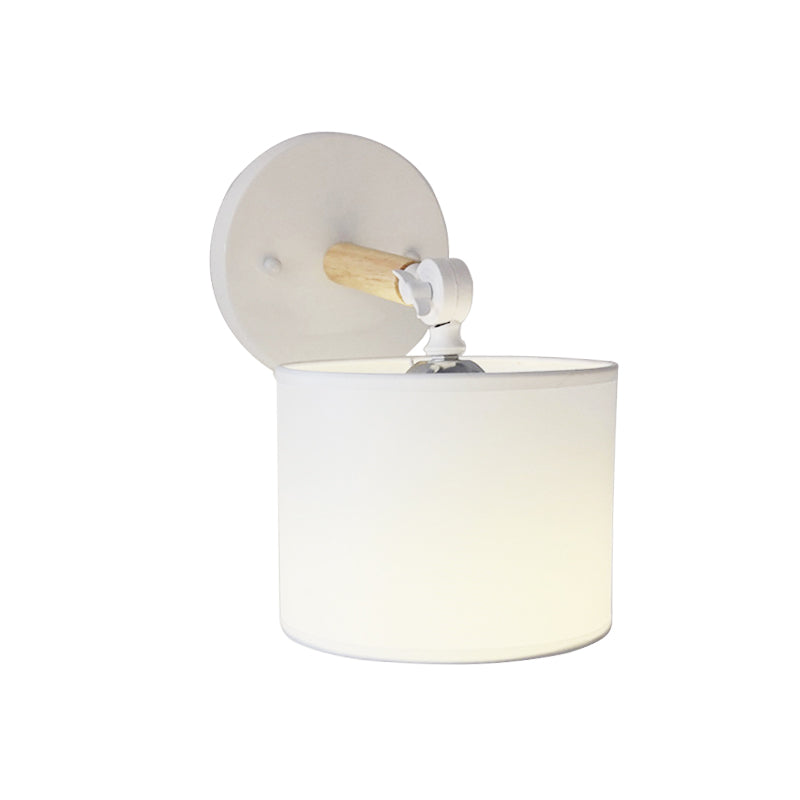 Contemporary Cylinder Wall Light Fixture Fabric LED Wall Sconce Lighting in White/Black for Bedroom Clearhalo 'Modern wall lights' 'Modern' 'Wall Lamps & Sconces' 'Wall Lights' Lighting' 145471