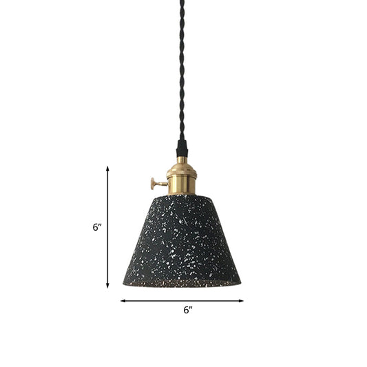 Black Tapered Ceiling Suspension Lamp Industrial Cement 1-Head Living Room Pendant Light Fixture Clearhalo 'Ceiling Lights' 'Industrial Pendants' 'Industrial' 'Middle Century Pendants' 'Pendant Lights' 'Pendants' 'Tiffany' Lighting' 1454715