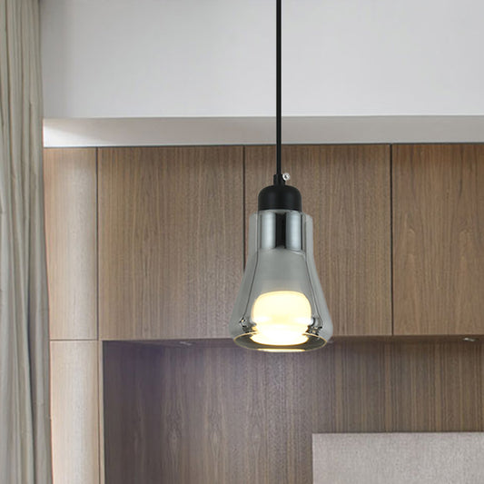 Industrial Cone/Saucer Hanging Lamp 1 Light Smoke Gray Glass Pendant Lighting Fixture for Bedroom Smoke Gray A Clearhalo 'Ceiling Lights' 'Glass shade' 'Glass' 'Industrial Pendants' 'Industrial' 'Middle Century Pendants' 'Pendant Lights' 'Pendants' 'Tiffany' Lighting' 1454727