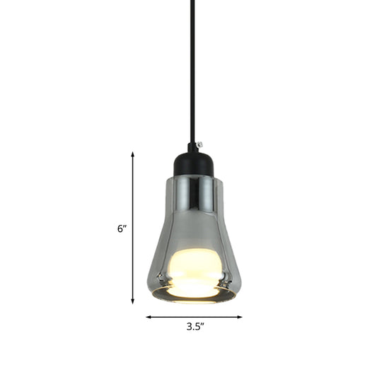 Industrial Cone/Saucer Hanging Lamp 1 Light Smoke Gray Glass Pendant Lighting Fixture for Bedroom Clearhalo 'Ceiling Lights' 'Glass shade' 'Glass' 'Industrial Pendants' 'Industrial' 'Middle Century Pendants' 'Pendant Lights' 'Pendants' 'Tiffany' Lighting' 1454730
