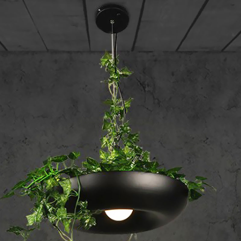 Aluminium Bowl Pendant Ceiling Light Industrial 1 Bulb Restaurant Plant Hanging Lamp in Black/White/Green Clearhalo 'Ceiling Lights' 'Pendant Lights' 'Pendants' Lighting' 1454750